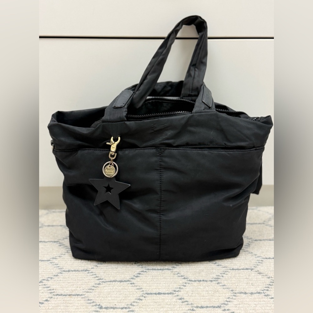 SEE BY CHLOE Y2K Black Nylon Joy Rider Tote Shoulder Bag W/ Signature Bag Charms